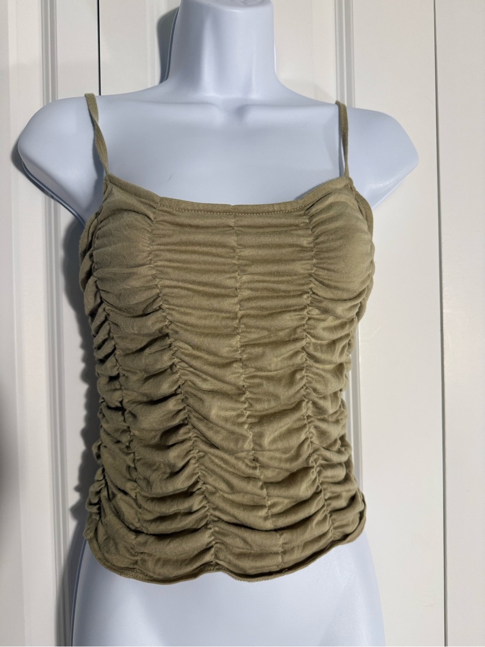 Free People Olive Ruched Spaghetti Strap Cami